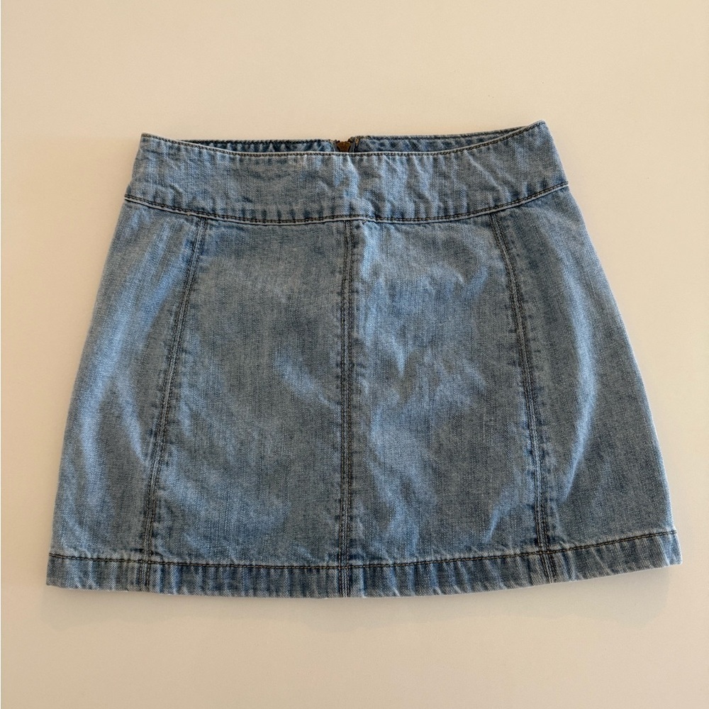 Free People Womens Light Wash Zippered A-Line Denim Mini Skirt